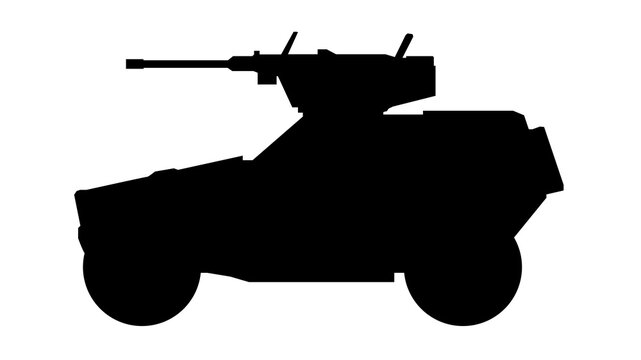Combat fighting vehicle silhouette. LGS Fennek 2000 Germany. Black military battle machine vector icon, modern army transport.