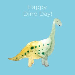 greeting card with watercolour dinosaur illustration 