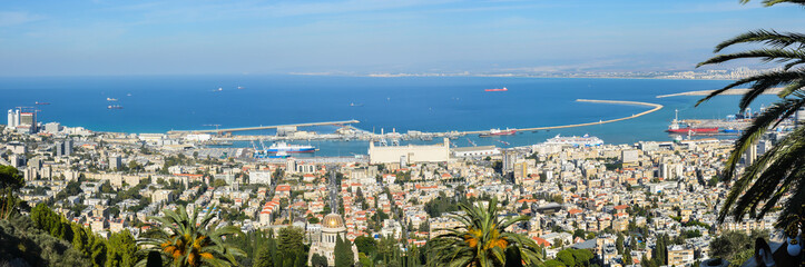 Fototapeta na wymiar Panorama. Haifa from Caramel Hill.