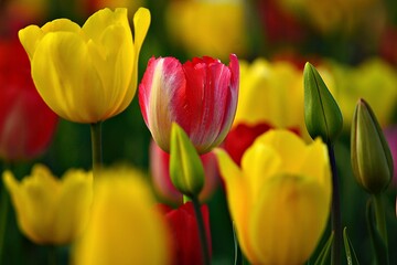 red and yellow tulips