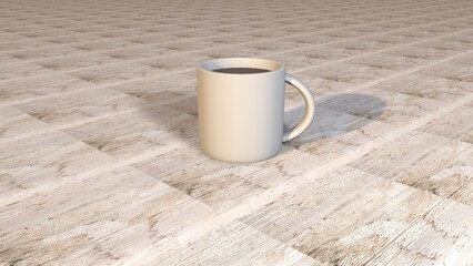 Blank coffee or tea cups with handle. Mug made of Porcelain, realistic Tacup for breakfast, 3D illustration.