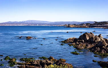 A view on the bay, mountains and ocean