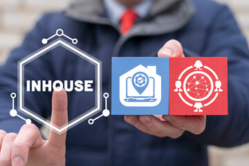 Inhouse outsource work busincess concept. Insource Human Resources.