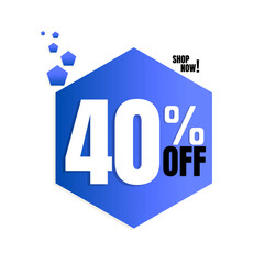 40% off, super discount design online, shop now, vector illustration, icon sale. Forty 
