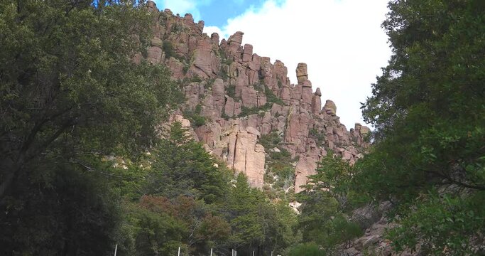 A "Wonderland of Rocks" the Chiricahua National Monument. Rock pinnacles are the result of the erosion of compacted volcanic ash from the eruption of an ancient volcano just south of the park.