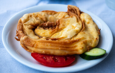 Traditional Greek cheese pie with feta