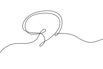 Speech bubble continuous line drawing. Black isolated linear template. Comic Doodle concept design art. Outline simple border for social media, web sites, dialog chat. Vector illustration. - obrazy, fototapety, plakaty