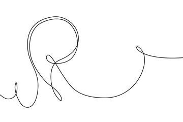 Speech bubble continuous line drawing. Black isolated linear template. Comic Doodle concept design art. Outline simple border for social media, web sites, dialog chat. Vector illustration.