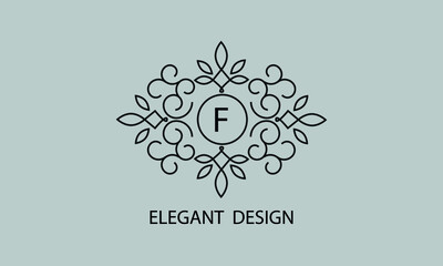 Stylish and elegant letter F monogram template. Vector logo illustration