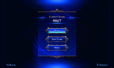 Set of Art Deco Modern User Interface Elements. Fantasy magic Lobby screen with vertical menu. Template for game interface. Vector Illustration EPS10 © Oniks Astarit
