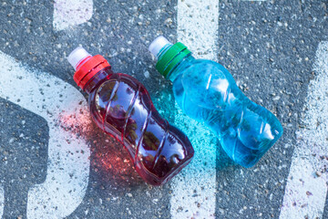 electrolyte bottle on the on a treadmill start