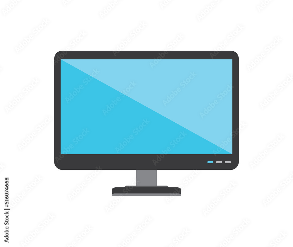 Aufkleber modern desktop monitor isolated glossy display stand digital computer technology flat icon clip art 