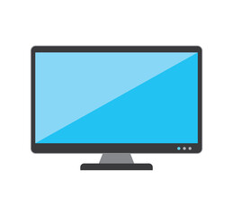 Computer Monitor Isolated Glossy Display Digital Modern Technology Flat Icon