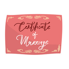 Document line icon. Marriage certificate. Notarized document about civil marriage. Wedding concept. Isolated vector illustration. doodle