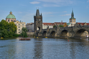 Charles Bridge  and Vltava river in Prague