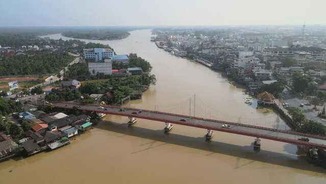 The aerial views of Surat Thani in Thailand