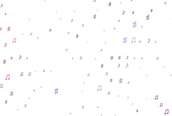 Light Pink, Blue vector pattern with music elements.