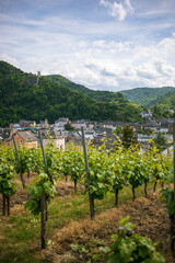 Fototapeta na wymiar View form a hill in Traben- Trarbach (Germany)
