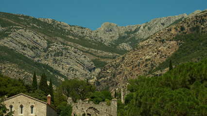 The ruins of an old stone village somewhere in the mountains