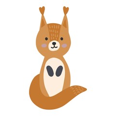 Obraz premium Hand drawn vector illustration of a cute funny squirrel. Isolated objects on white background. Scandinavian style flat design. Concept children print. Woodland animal.