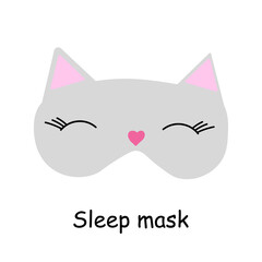 Elements for the bathroom illustration of a sleep mask in the form of a cat. Bathroom illustration