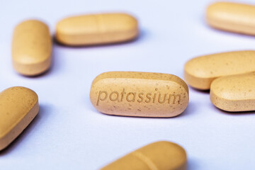 Potassium chloride salt pill used to treat and prevent low blood potassium due to vommiting diarrhea or certain medications