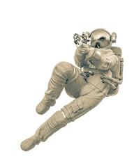 Fototapeta na wymiar astronaut is jumping and shooting