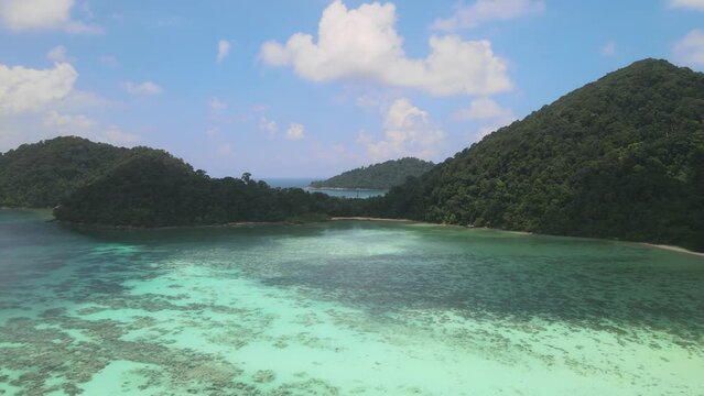 The aerial views of Surin Islands in Thailands