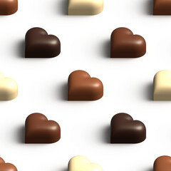 Chocolate hearts. 3d seamless pattern. Valentines day background.