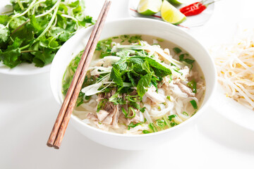 Pho Ga Traditional Vietnamese Pho Chicken Noodle Soup Rice Noodle