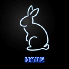 rabbit neon sign, modern glowing banner design, colorful modern design trends on black background. Vector illustration.