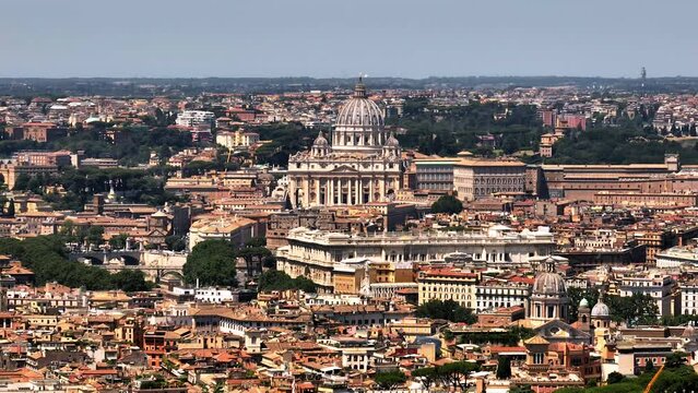 st. pauls cathedral in the vatican city italy from a drone shot