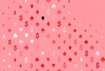 Light red vector template with poker symbols.