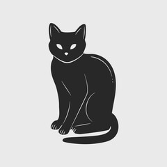 Vintage black cat logo, icon. Black Cat isolated on white background. Vector illustration	