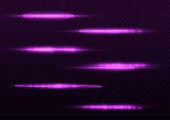 Violet light rays, flash purple horizontal line