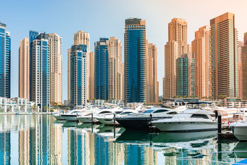 Obraz na płótnie Canvas Daytime cityscape of Dubai, modern architecture of Dubai Marina area