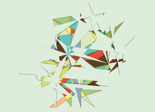 abstract color blue green and pink art with sharpen pointy shapes