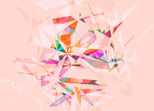 abstract color light pink art with sharpen pointy shapes