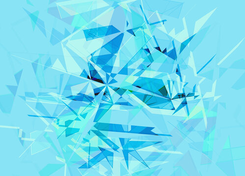 abstract blue art with sharpe pointy shapes