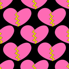 square vector seamless pattern - red love heart in hippie style. 1970 good vibes.Funky and groovy 1970 valentine day.Vibrant1960 psychedelic ornament with dude.Funny crazy quirky background	