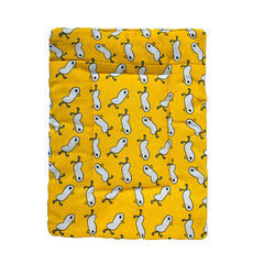lint-free pet bedspread. yellow with bird pattern photo on a white background. for advertising and banners