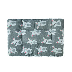 blanket for cats and dogs of gray color with a long pile and patterns of rabbit photo on a white background. for advertising and banners