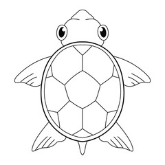 Fototapeta premium Coloring page Turtle animal, black and white cute hand drawn doodle illustration. kid print educational game page