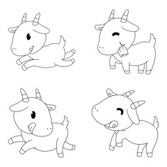 set of funny sheep animals