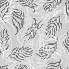 watercolor twigs with leaves of different colors on a colored  background seamless pattern