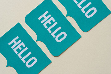 journaling cards, labels, or tags with the word hello 