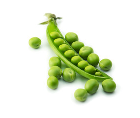 Fresh green peas isolated on a white.