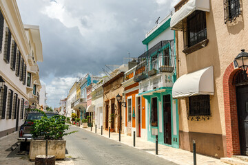 Cozy streets of Latin America. SANTO DOMINGO, DOMINICAN REPUBLIC Colonial Zone of Santo Domingo, UNESCO World heritage.