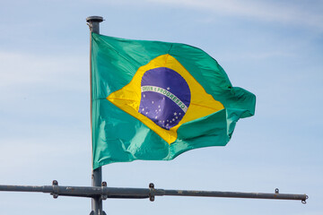 Brazilian flag outdoors in Rio de Janeiro, Brazil