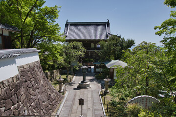 The gate and approach of Yoshimine-dera temple.  Kyoto Japan

